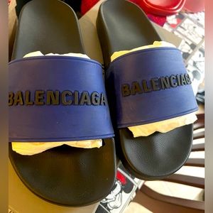 Blue Balenciaga rubber slippers
